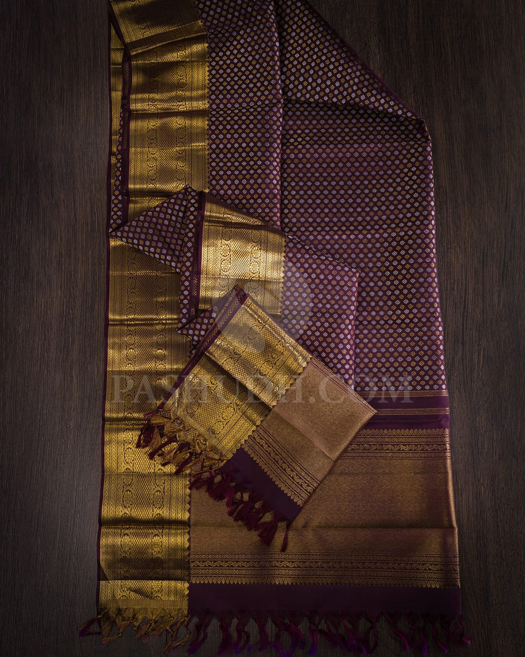 Aubergine Pure Silk Dupatta-T1