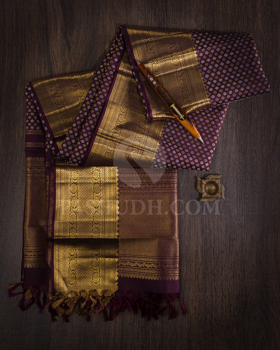 Aubergine Pure Silk Dupatta-T1