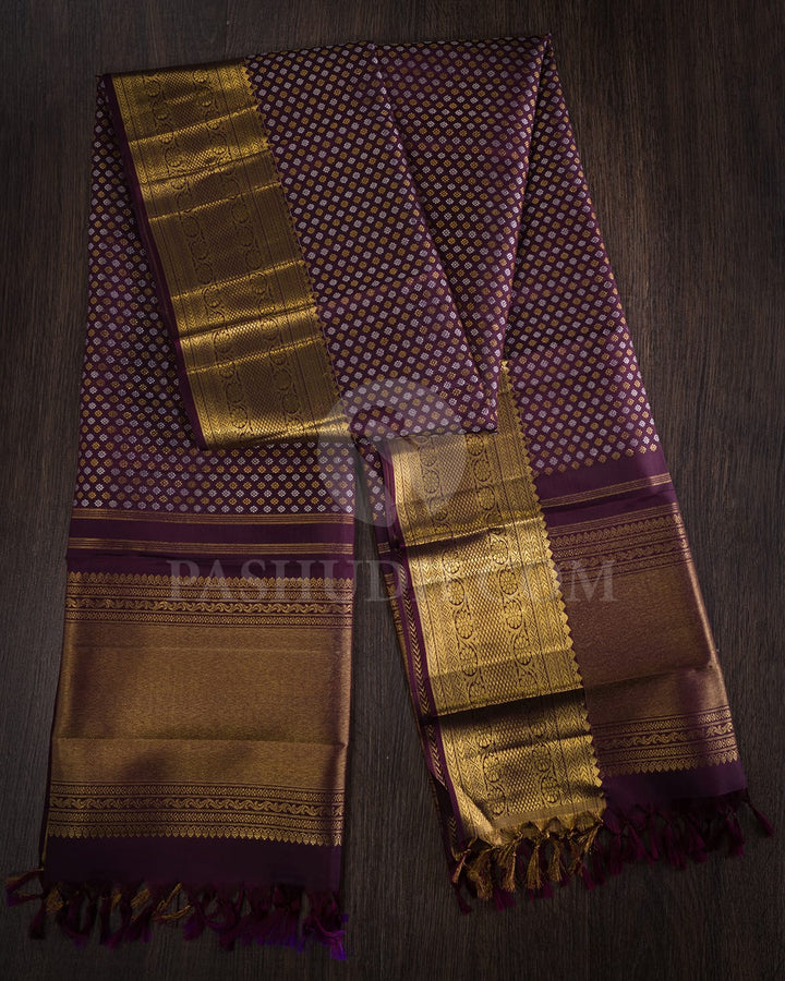 Aubergine Pure Silk Dupatta-T1
