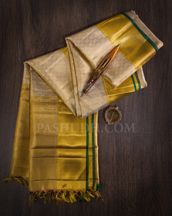 Gold And Silver Zari Tissue Silk Dupatta-T3