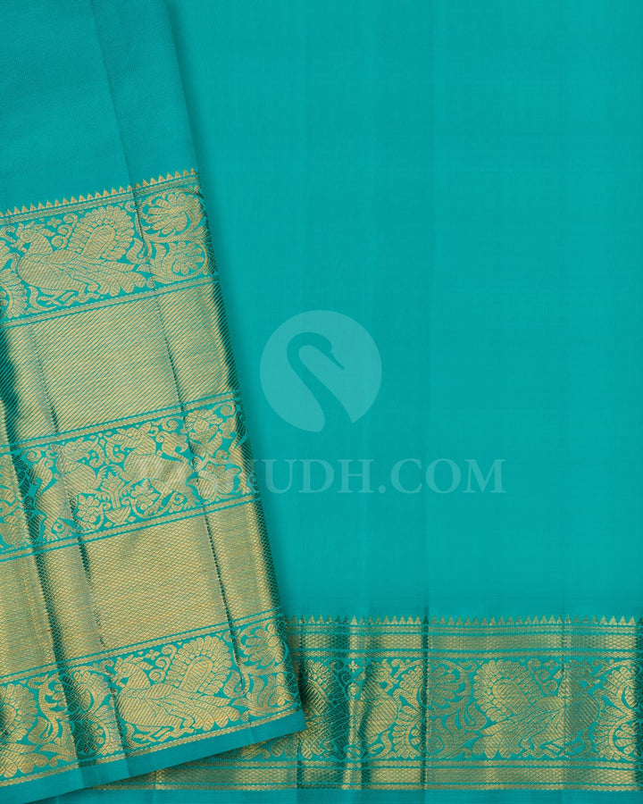 Magenta And Sky Blue Bridal Kanjivaram Silk Saree-SP344