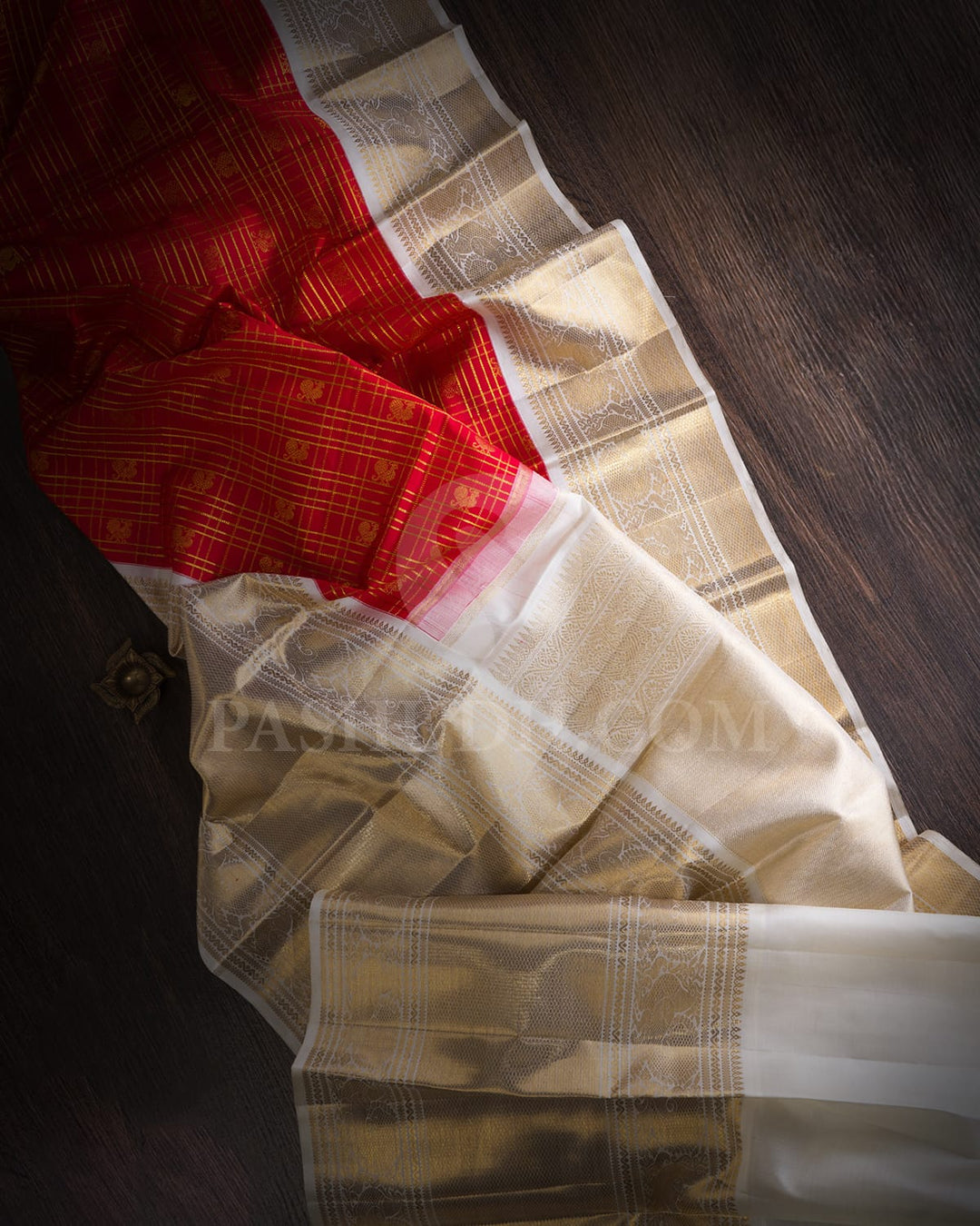 Red With Ivory Bridal Kanjivaram Silk Saree-SP345