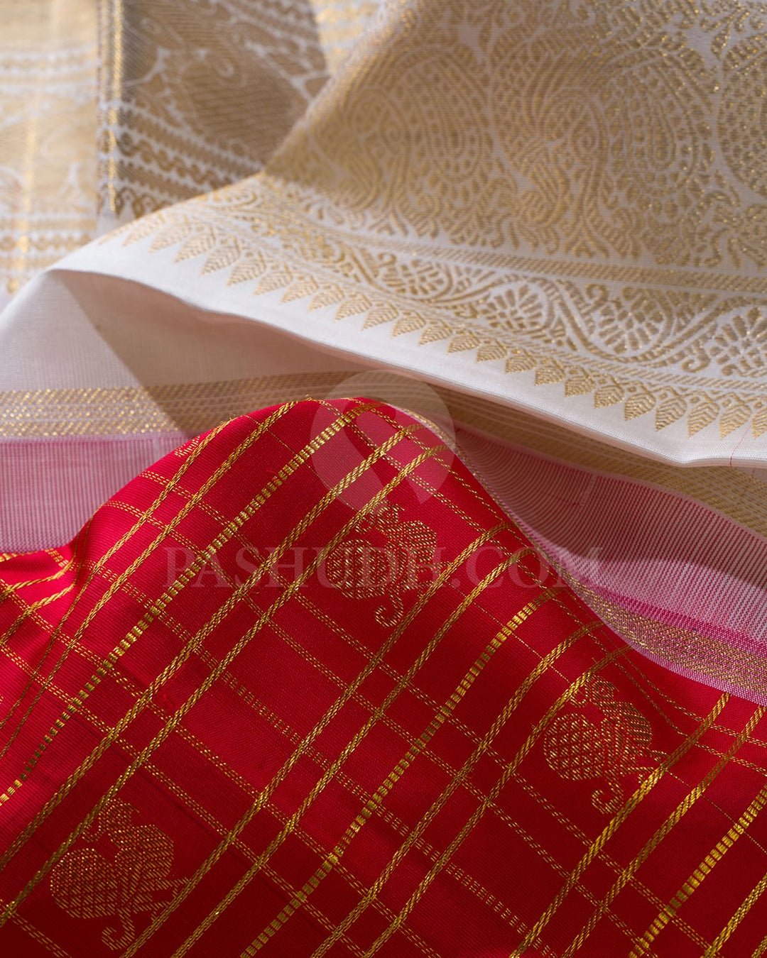 Red With Ivory Bridal Kanjivaram Silk Saree-SP345