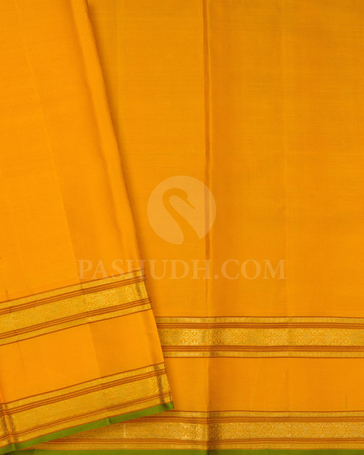 Orange With Bright Yellow Kanjivaram Silk Saree-DJ398(A)