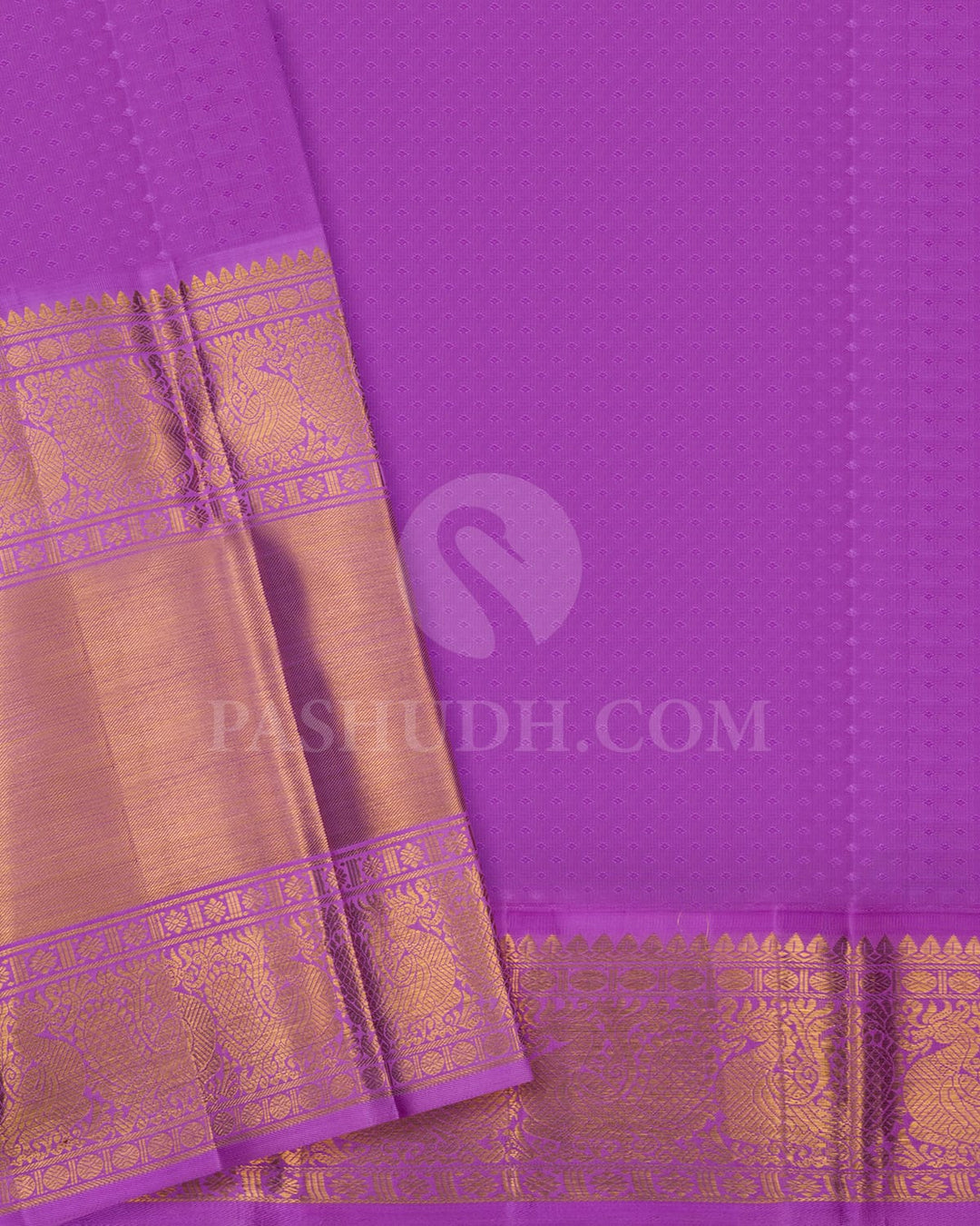Orange With Lavender Bridal Kanjivaram Silk Saree-SP335
