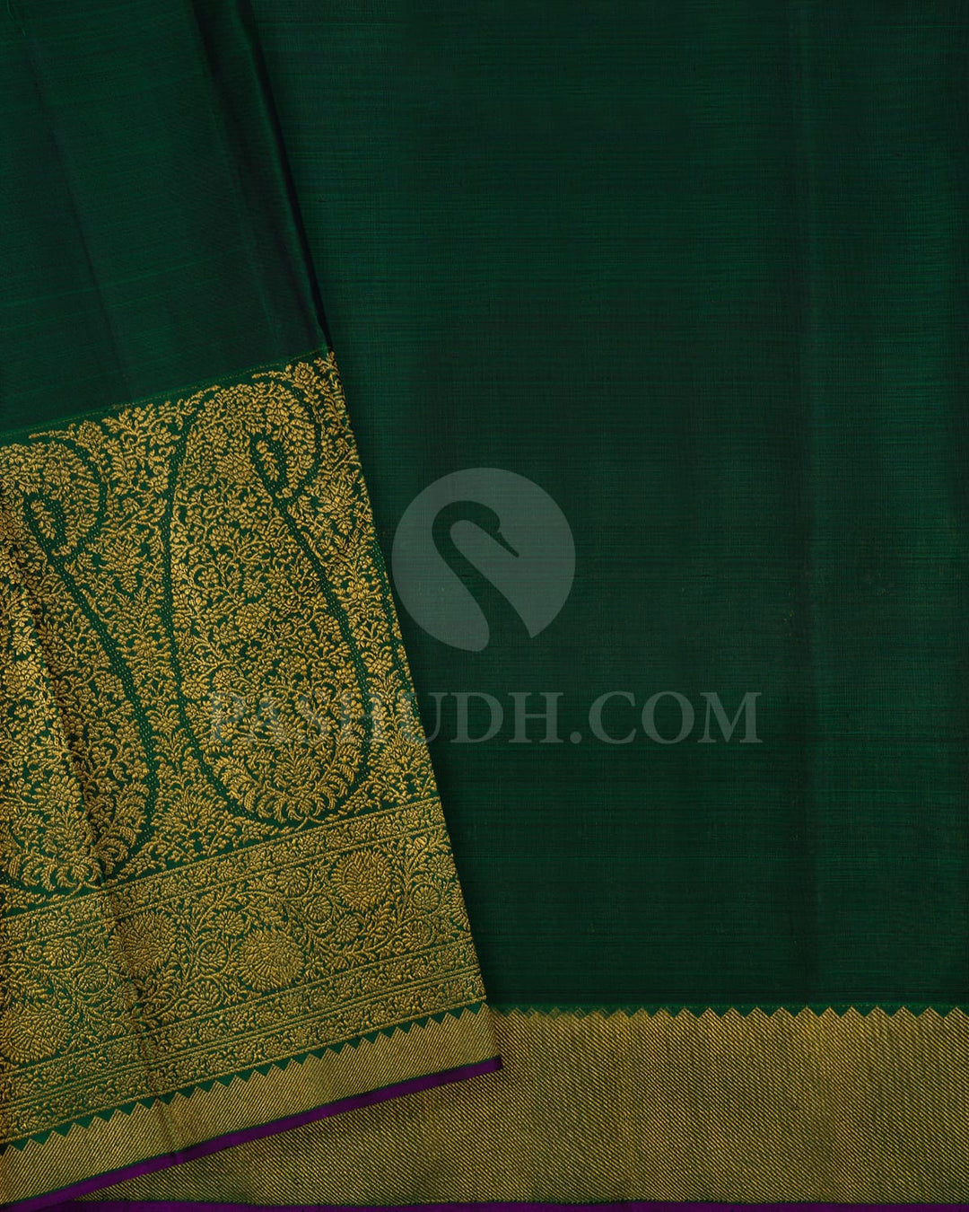 Peachy Pink And Bottle Green Kanjivaram Silk Saree-S1287(C)