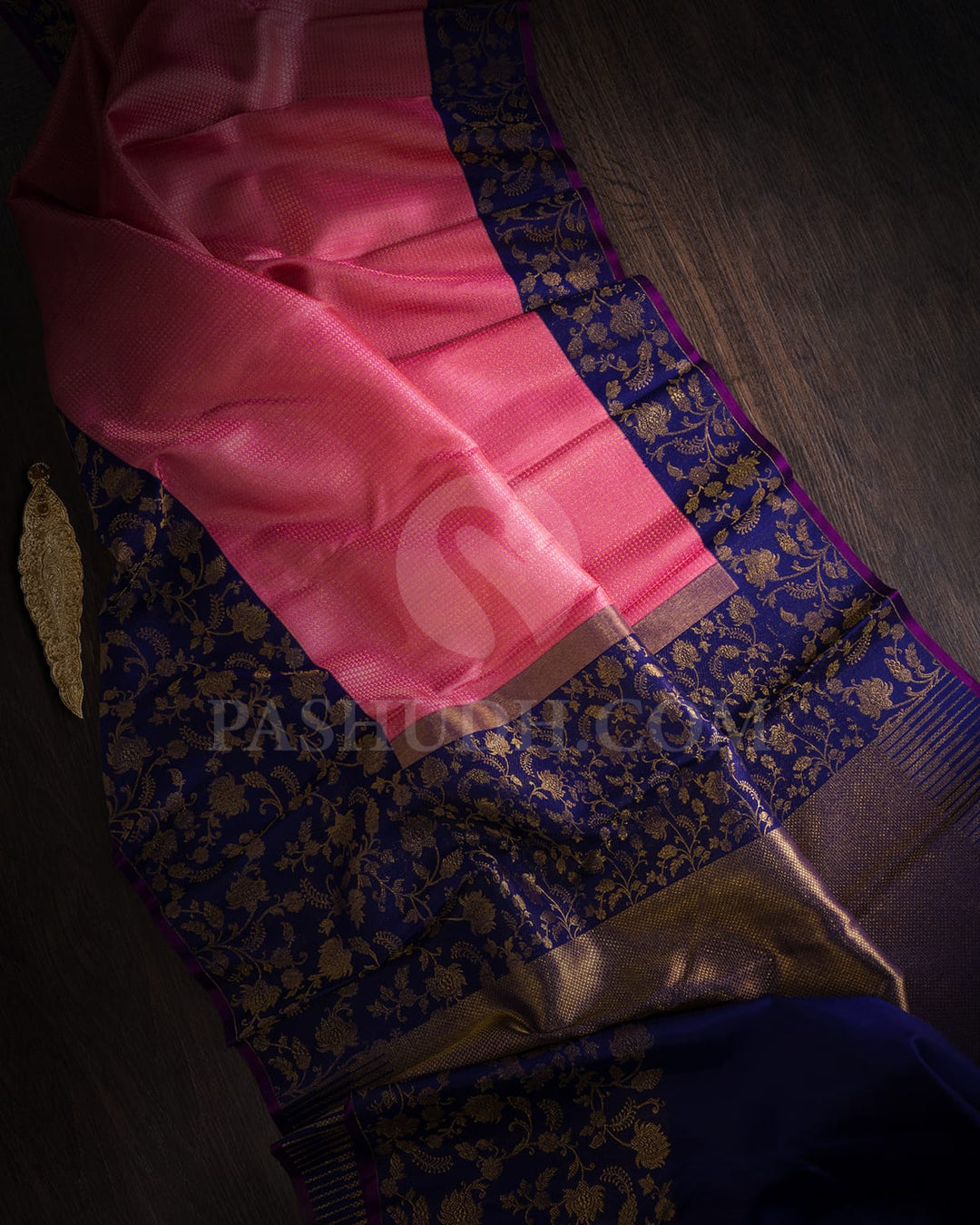 Baby Pink And Royal Blue Kanjivaram Silk Saree-S1070(L)