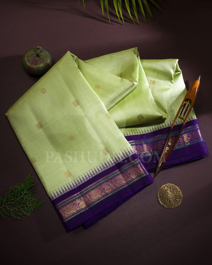 Elachi Green Pure Zari Kanjivaram Silk Saree-SP337