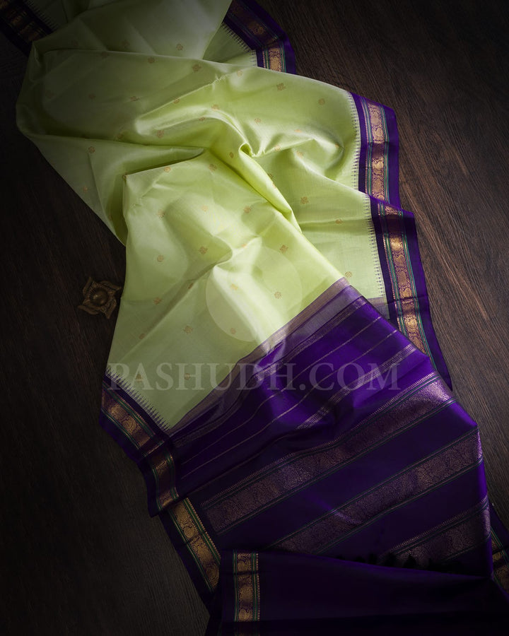 Elachi Green Pure Zari Kanjivaram Silk Saree-SP337