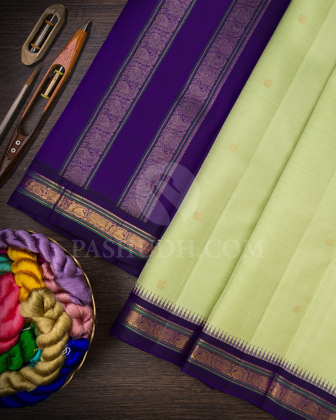 Elachi Green Pure Zari Kanjivaram Silk Saree-SP337