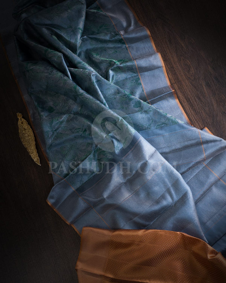 Powder Blue Kanjivaram Silk Saree-DJ355(K)