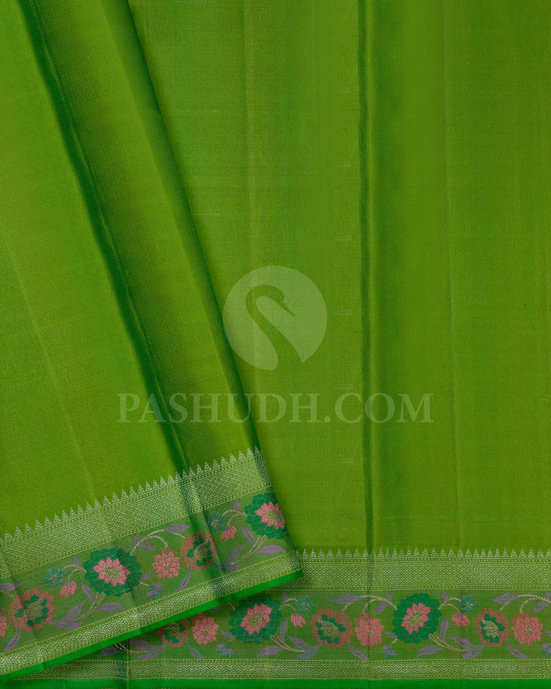 Turquoise Blue With Parrot Green Kanjivaram Silk Saree-DJ377(E)