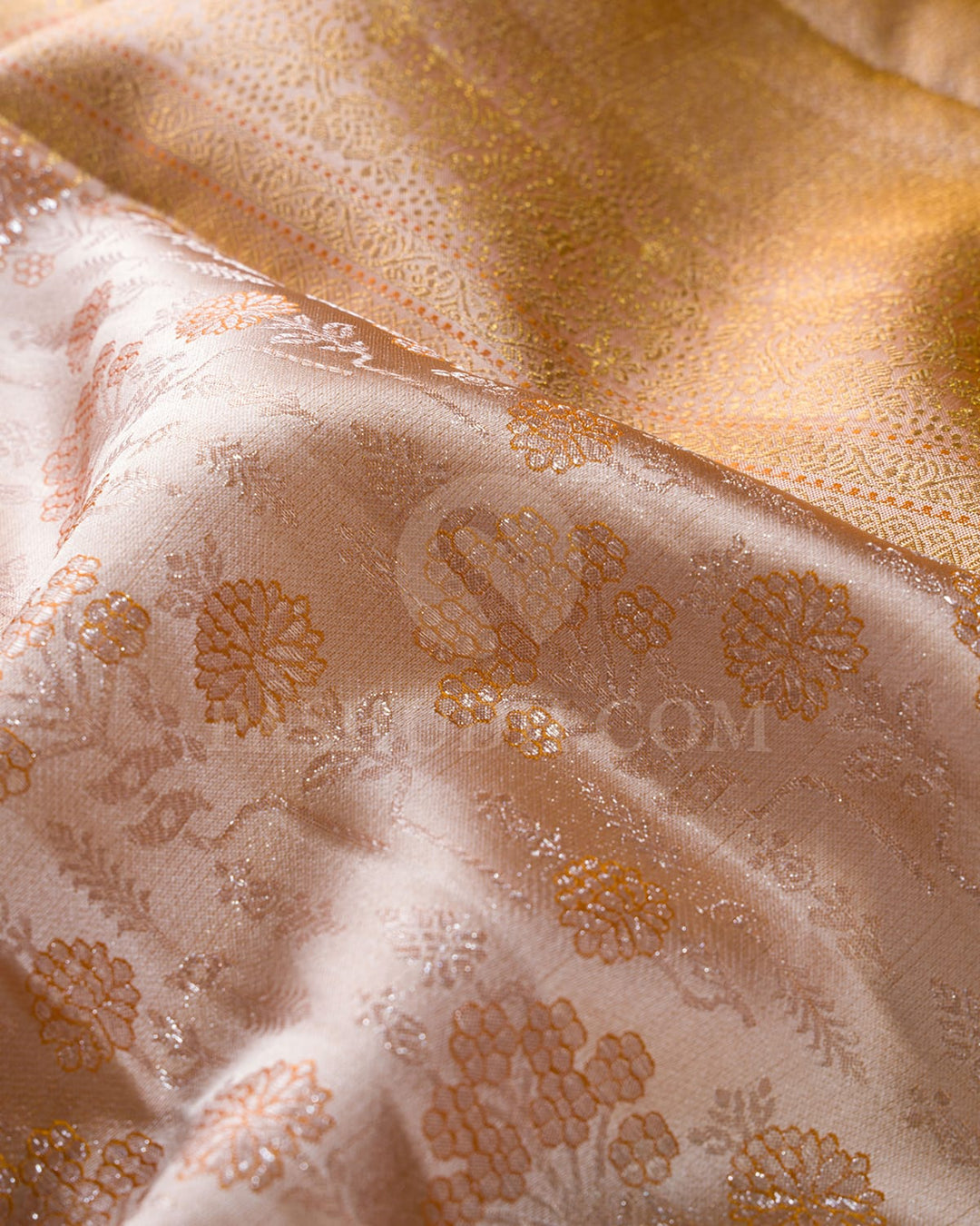 Peach Shot Beige Kanjivaram Silk Saree-D654(A)