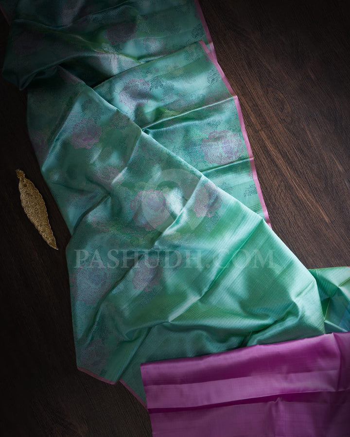 Sky Blue With Lavender Kanjivaram Silk Saree-DJ367(D)