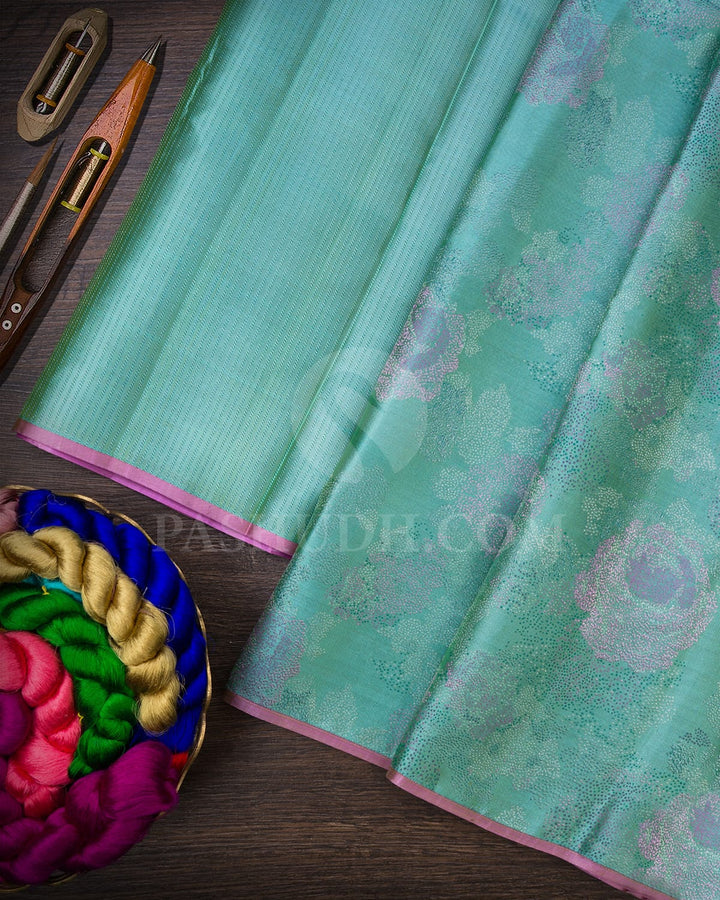 Sky Blue With Lavender Kanjivaram Silk Saree-DJ367(D)