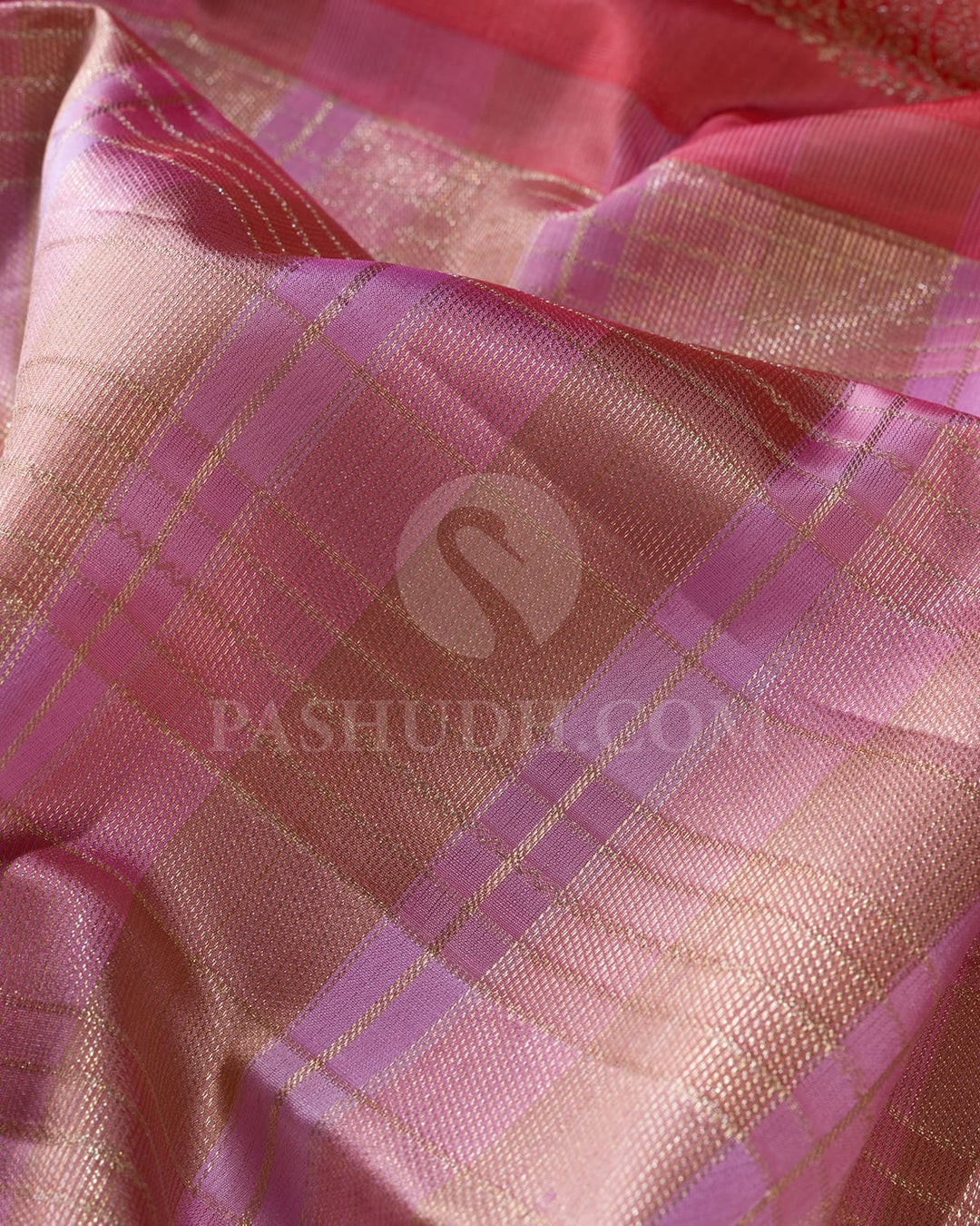Pastel Multihue With Peachy Pink Kanjivaram Silk Saree-DJ382(D)