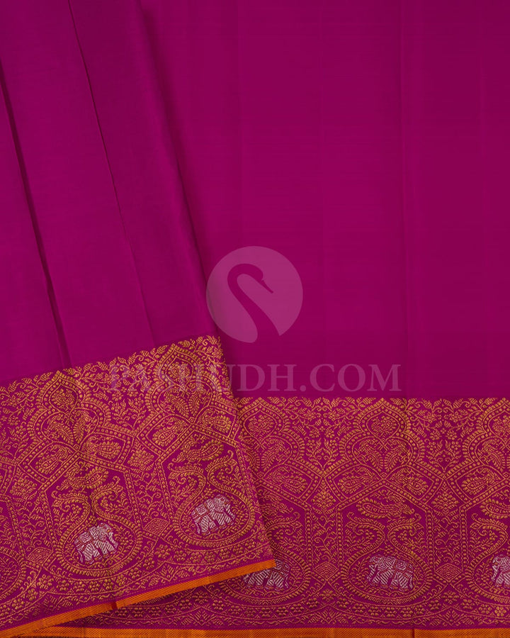 Peach And Rani Pink Kanjivaram Silk Saree-S1321(F)