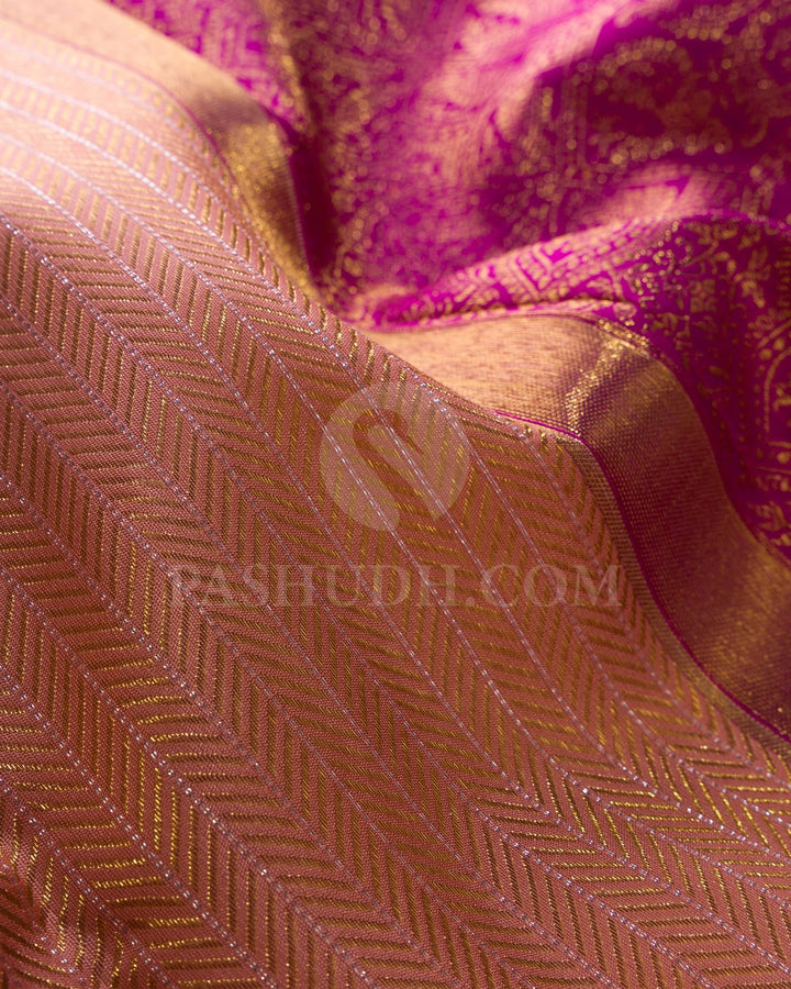 Peach And Rani Pink Kanjivaram Silk Saree-S1321(F)