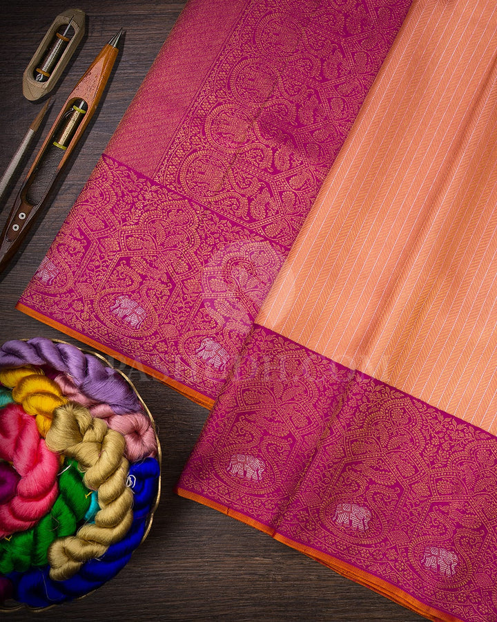 Peach And Rani Pink Kanjivaram Silk Saree-S1321(F)