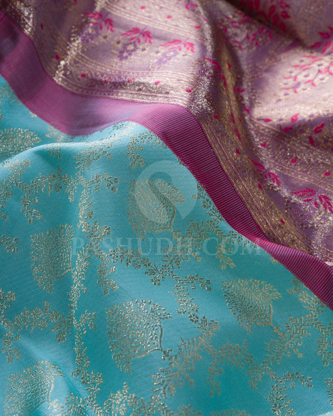 Sky Blue With Pastel Lavender Kanjivaram Silk Saree-S1037(D)