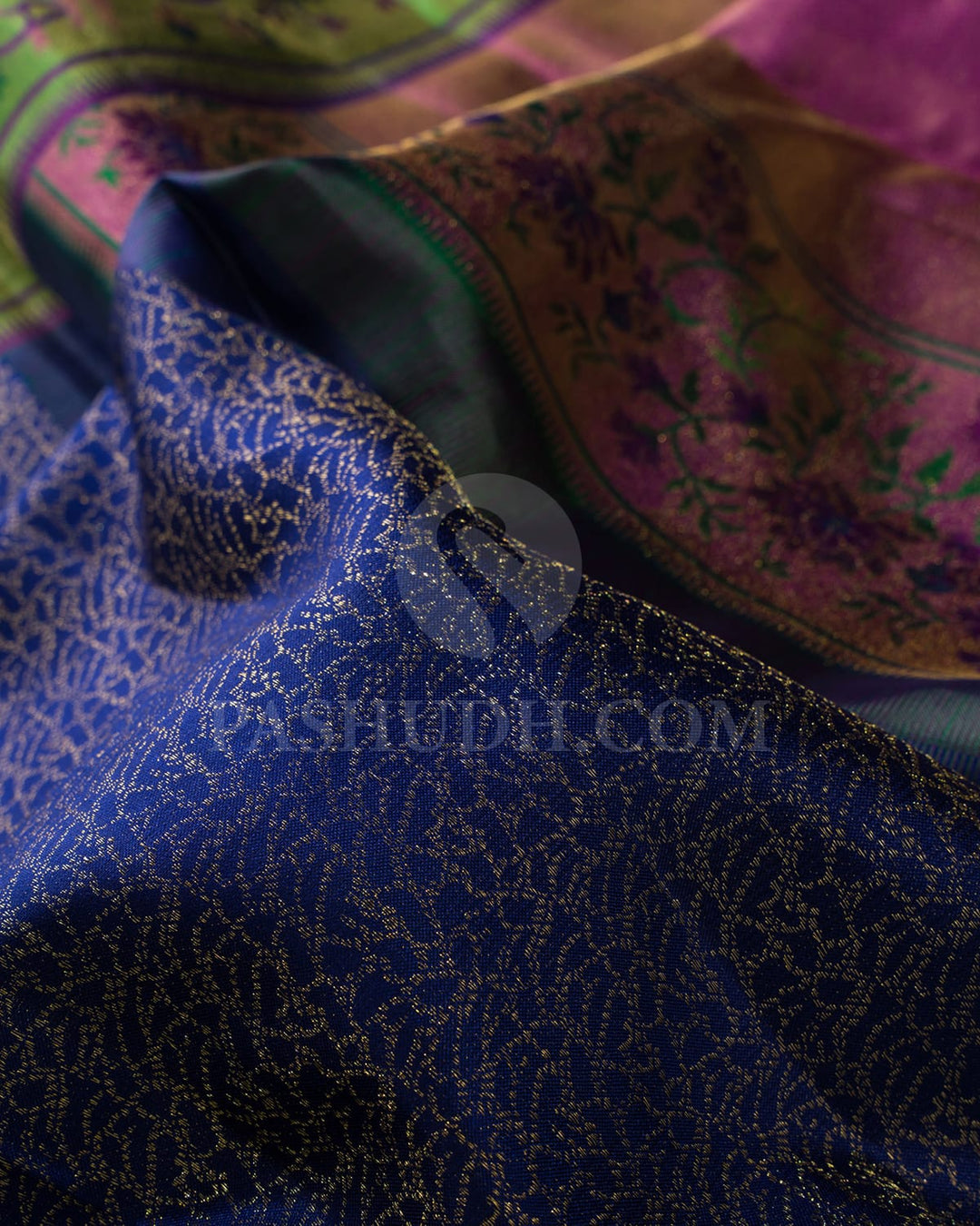 Royal Blue With Green Kanjivaram Silk Saree-DJ402(A)