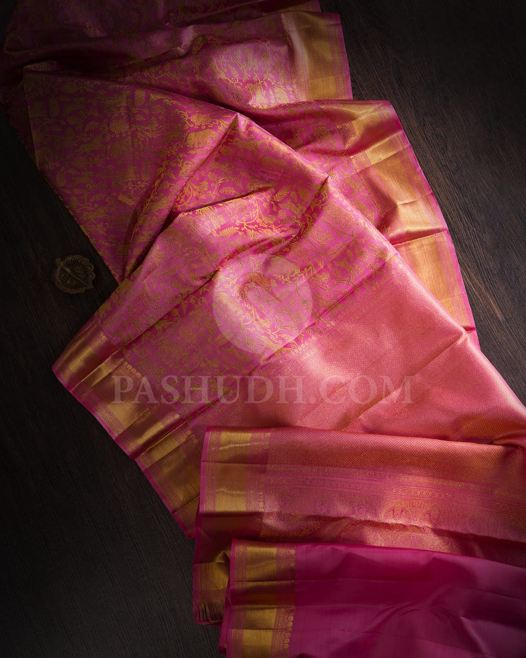 Rose Pink Vanasingaram Kanjivaram Silk Saree-S1571(A)