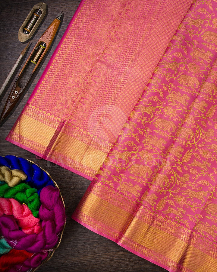 Rose Pink Vanasingaram Kanjivaram Silk Saree-S1571(A)