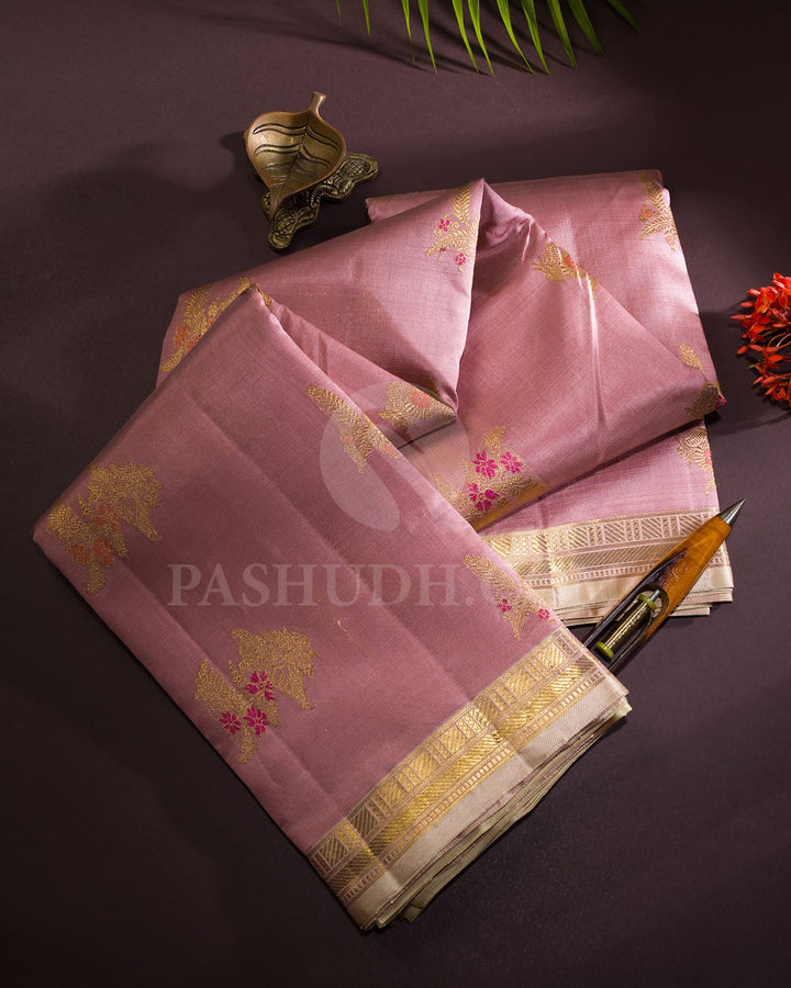 Mauve Pink Kanjivaram Silk Saree-S1481(B)