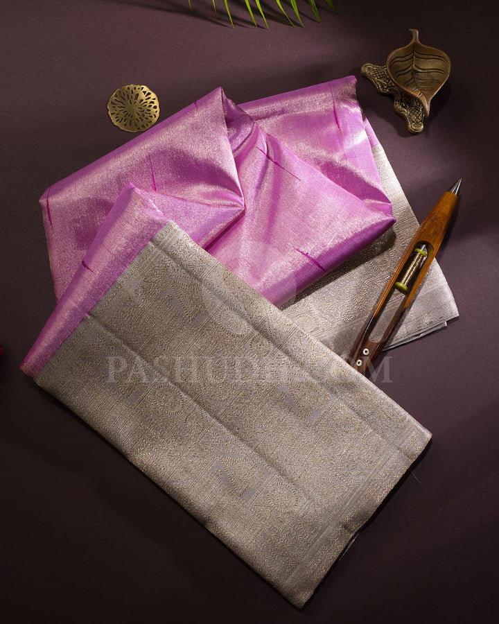Rose Pink With Grey Kanjivaram Silk Saree-S1576(A)