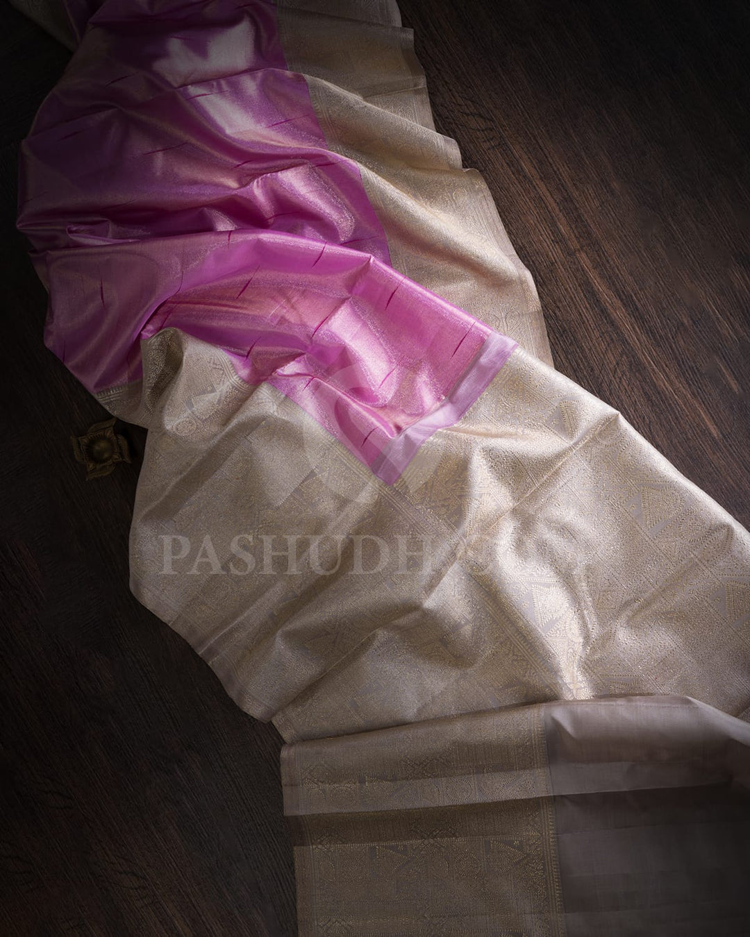 Rose Pink With Grey Kanjivaram Silk Saree-S1576(A)