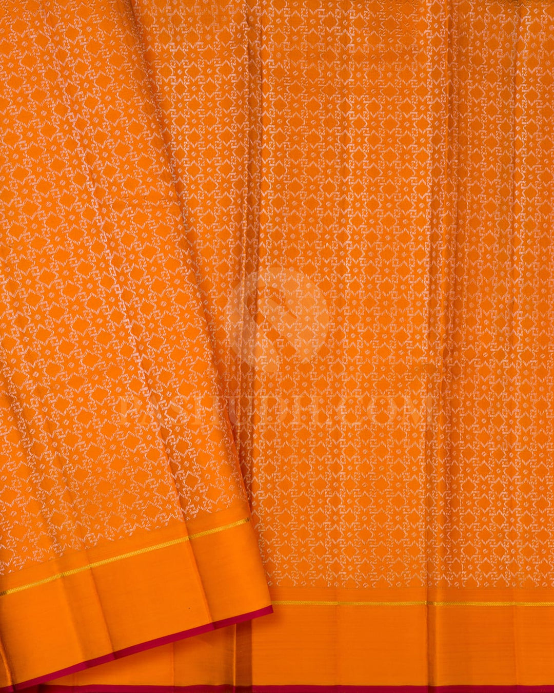 Mustard Yellow With Mild Orange Kanjivaram Silk Saree-DJ396(A)