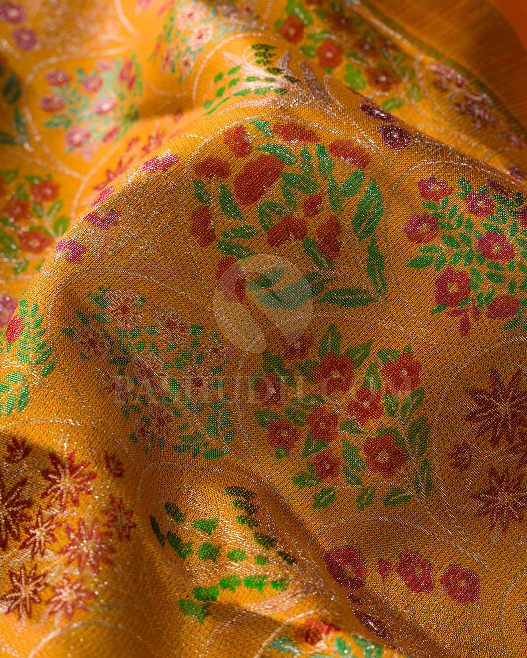Mustard Yellow With Mild Orange Kanjivaram Silk Saree-DJ396(A)