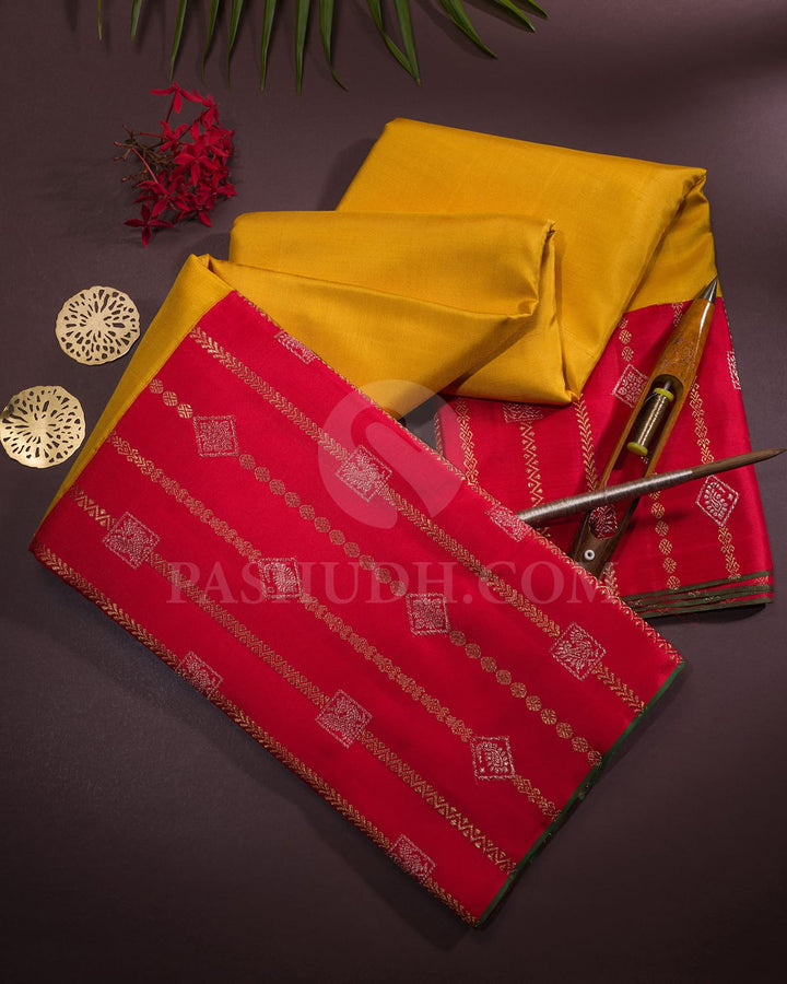 Yellow And Red Kanjivaram Silk Saree - P160(A)