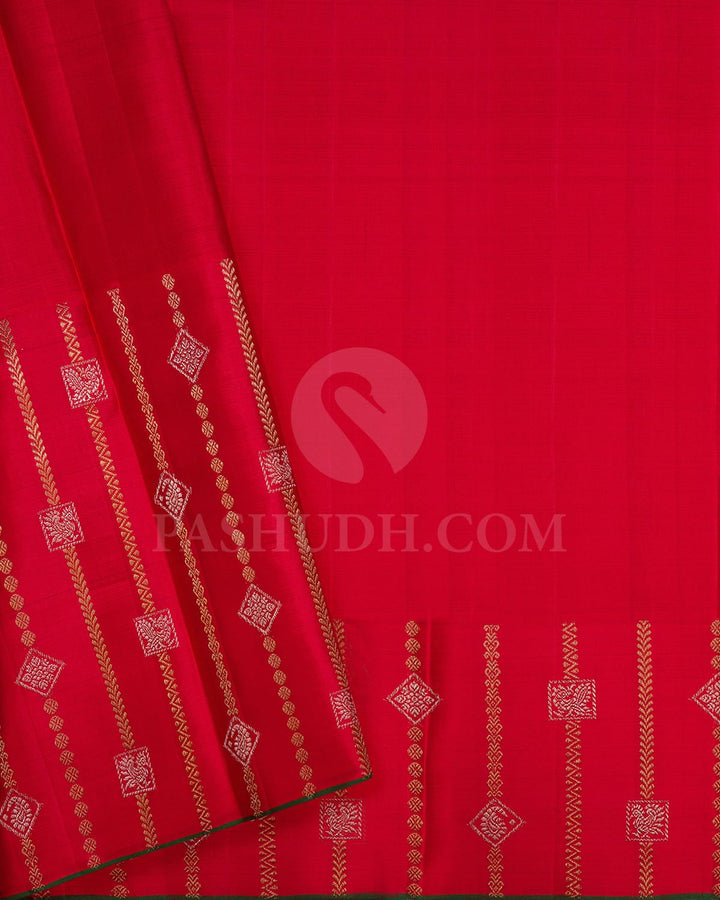 Yellow And Red Kanjivaram Silk Saree - P160(A)