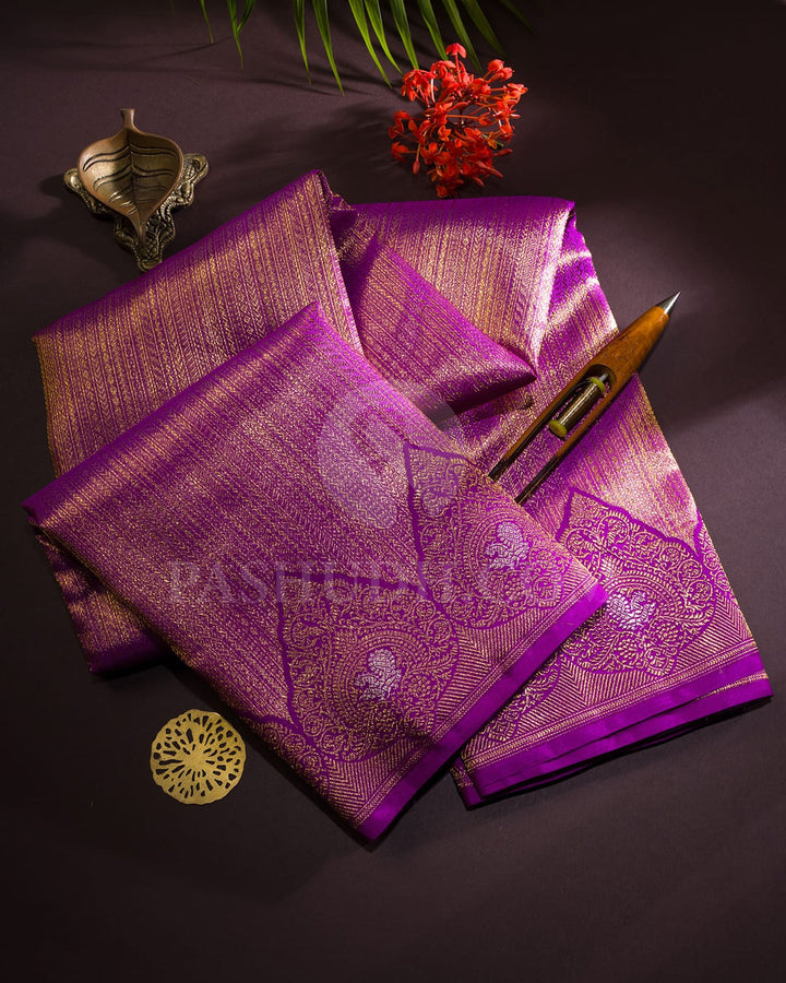 Violet Shimmer Kanjivaram Silk Saree-S1485(B)