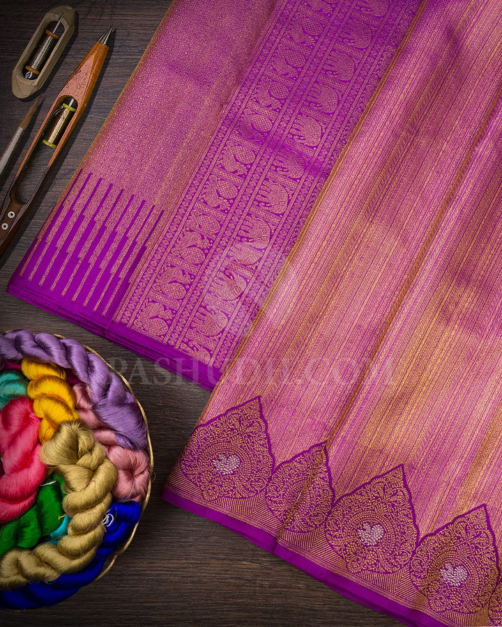 Violet Shimmer Kanjivaram Silk Saree-S1485(B)