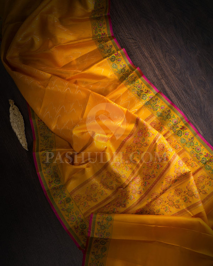 Mango Yellow And Mustard Kanjivaram Silk Saree-DJ393(B)
