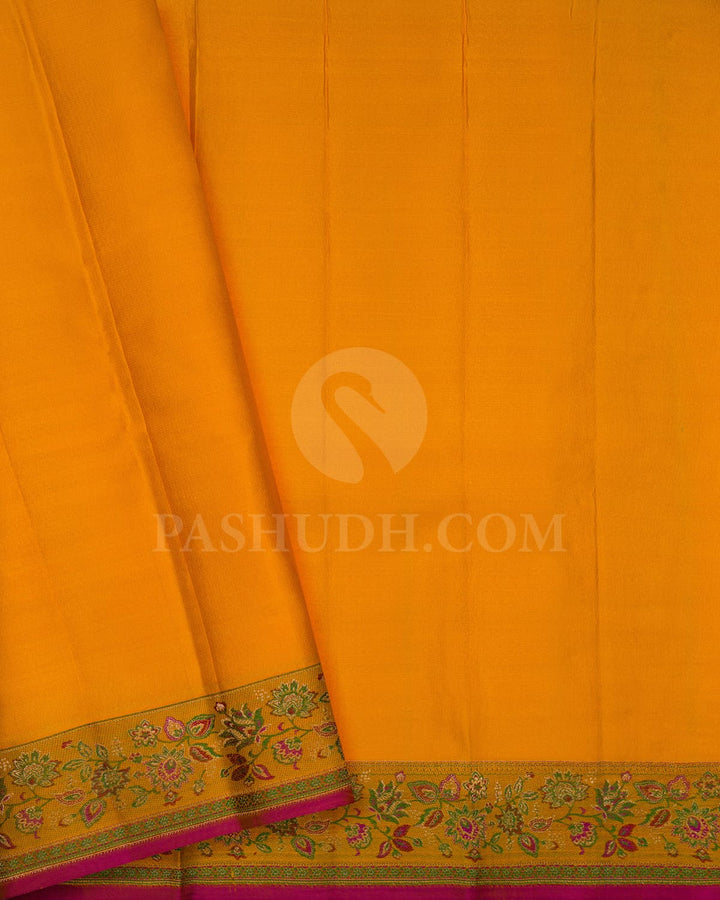 Mango Yellow And Mustard Kanjivaram Silk Saree-DJ393(B)