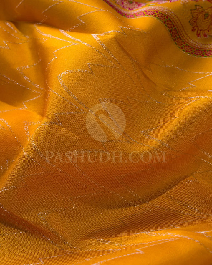 Mango Yellow And Mustard Kanjivaram Silk Saree-DJ393(B)