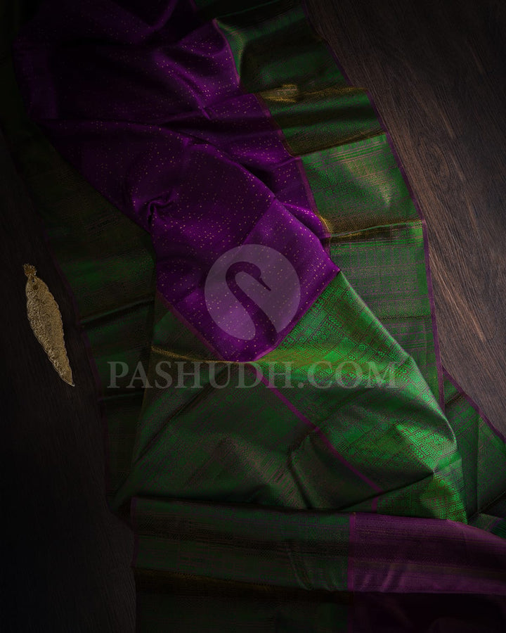 Violet And Green Kanjivaram Silk Saree-D582(E)