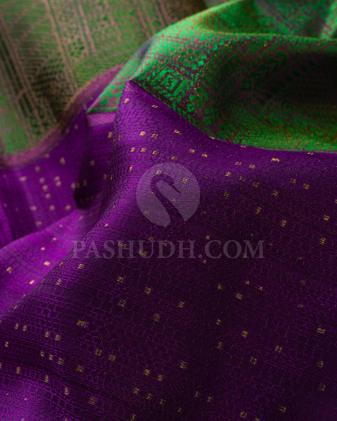 Violet And Green Kanjivaram Silk Saree-D582(E)
