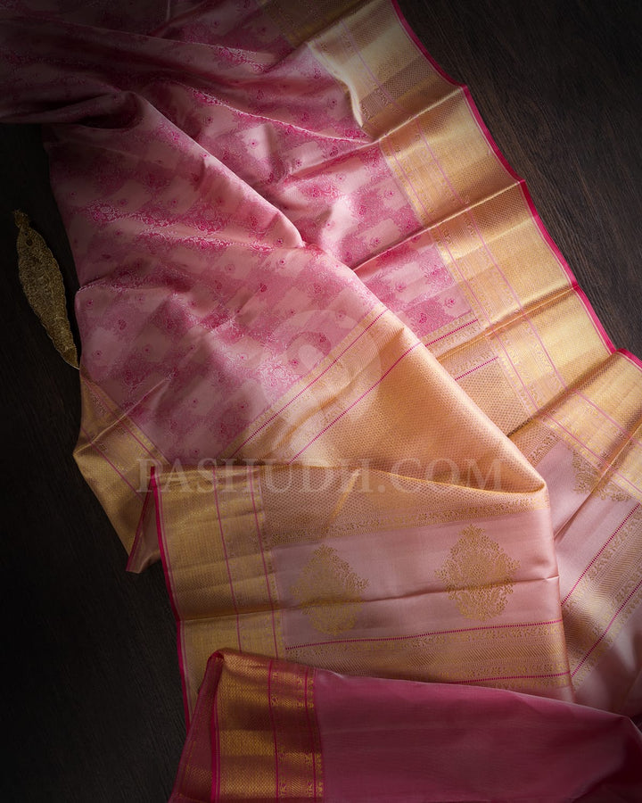 Baby Pink Kanjivaram Silk Saree-D655(A)