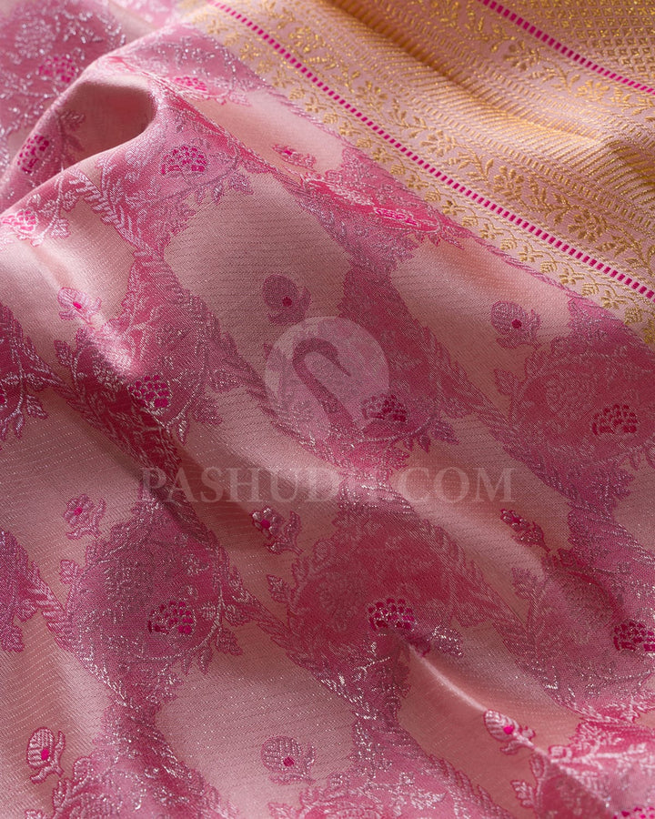 Baby Pink Kanjivaram Silk Saree-D655(A)