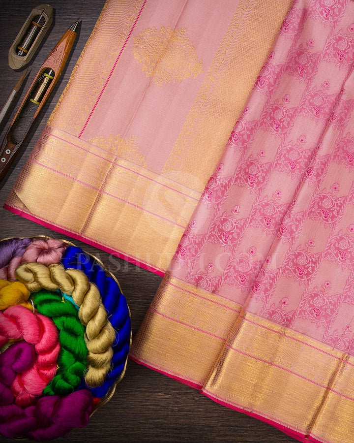 Baby Pink Kanjivaram Silk Saree-D655(A)