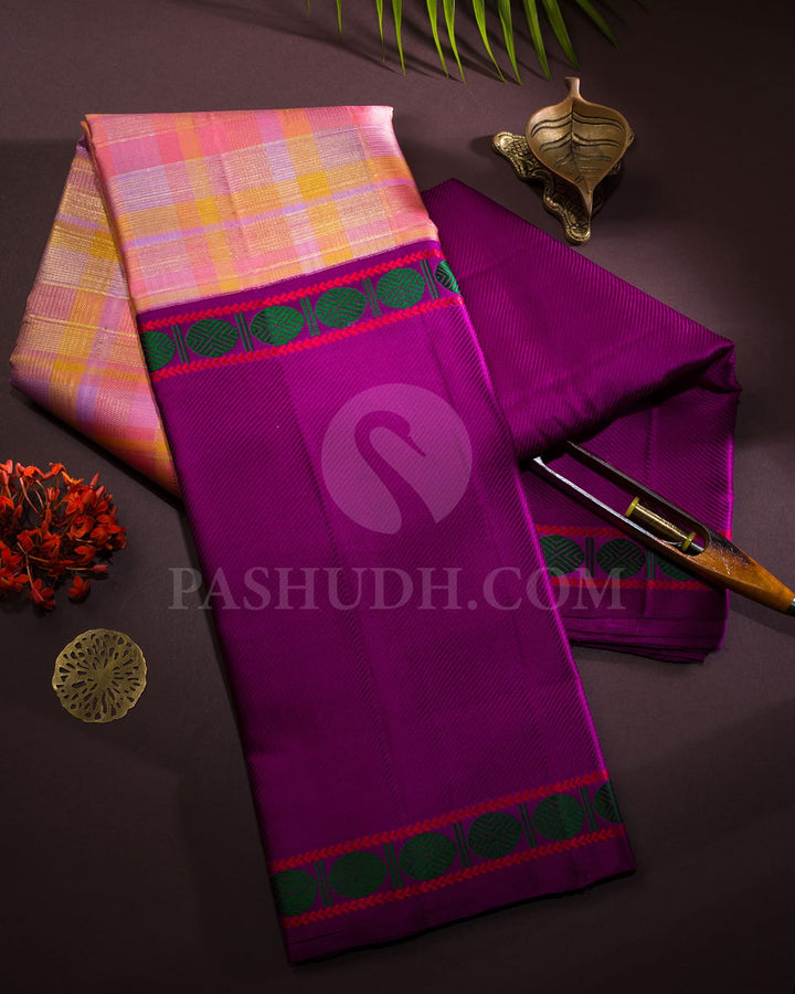 Pink,Lavender And Purple Kanjivaram Silk Saree-S1163(F)