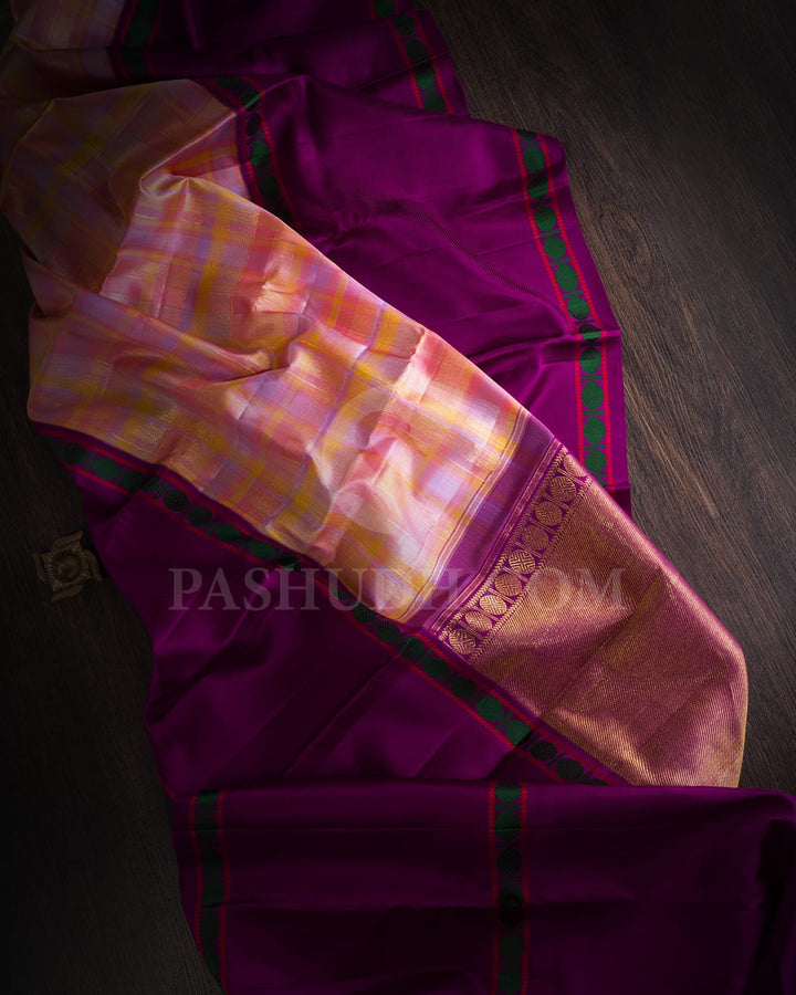 Pink,Lavender And Purple Kanjivaram Silk Saree-S1163(F)