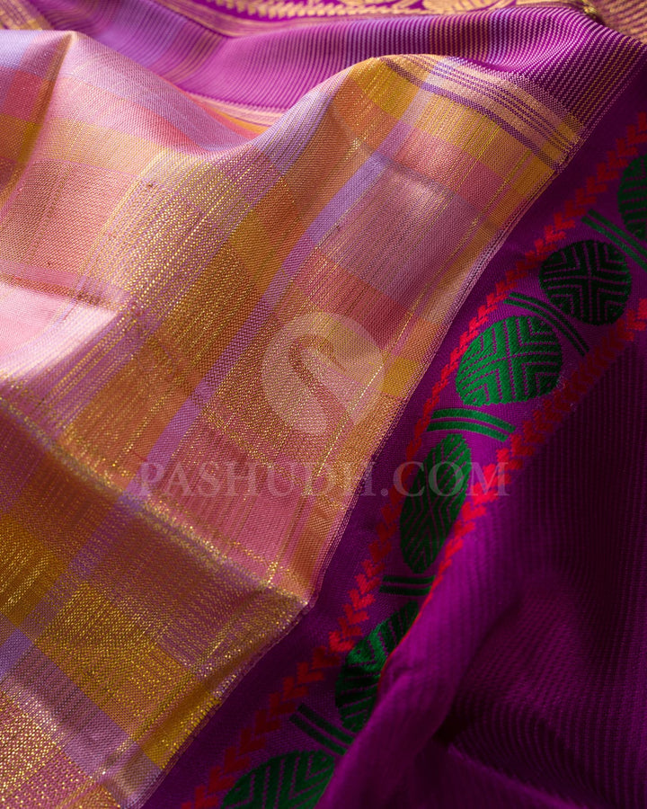 Pink,Lavender And Purple Kanjivaram Silk Saree-S1163(F)