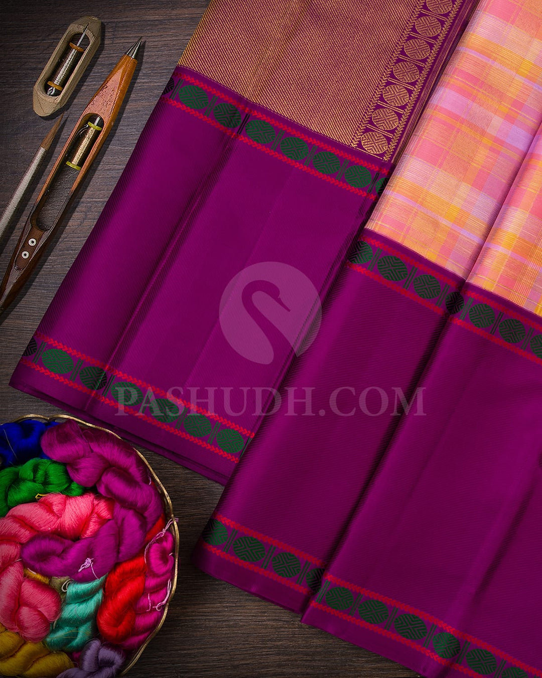 Pink,Lavender And Purple Kanjivaram Silk Saree-S1163(F)
