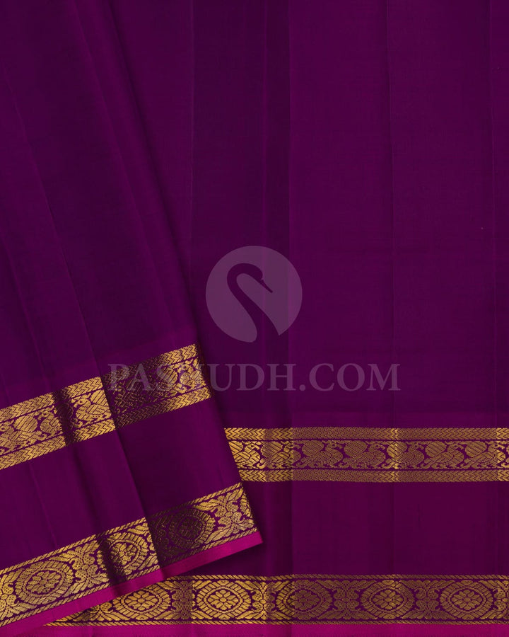 Light Orange With Purple Kanjivaram Silk Saree-S1575(A)