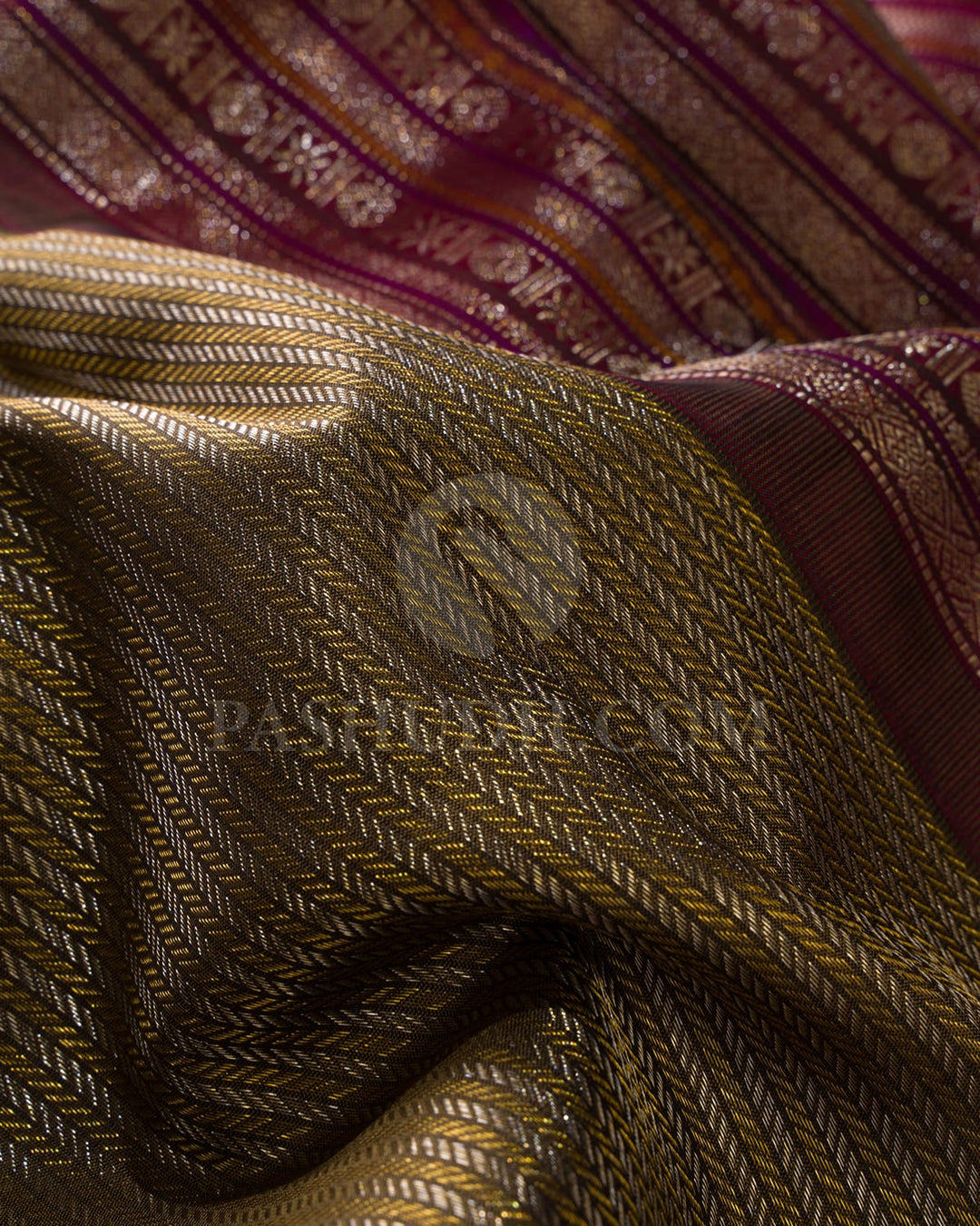 Mehendi Green With Maroon Kanjivaram Silk Saree-S1062(J)